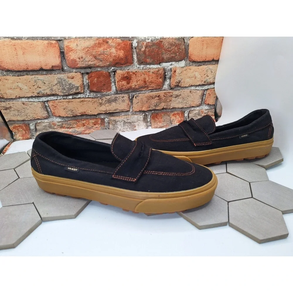 Vans Style 53 Heavy Canvas Black Gum Lug Sole Loafer Shoes Men's Size 11 Sneaker